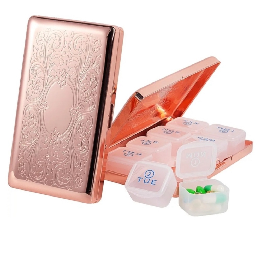 7 Day Metal Pill Organizer - Rose Gold